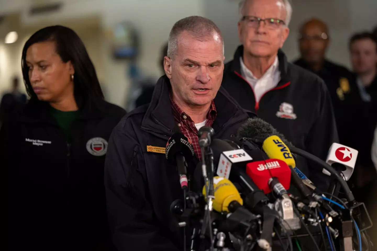 Washington DC Fire and EMS Chief John Donnelly spoke at a press conference with other government officials on the rescue efforts (Nathan Posner/Anadolu via Getty Images)
