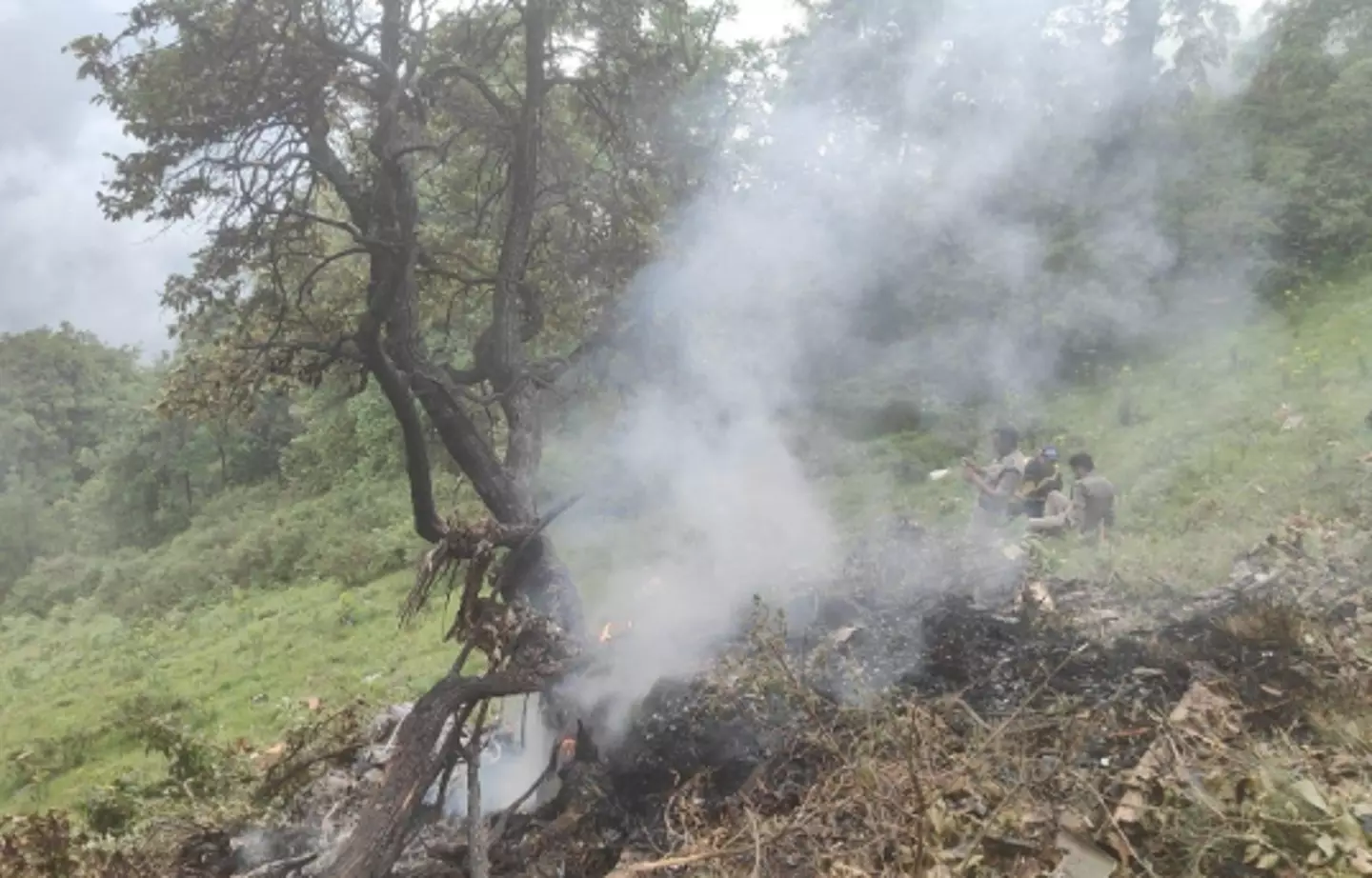 The burning debris from the crash (Twitter)