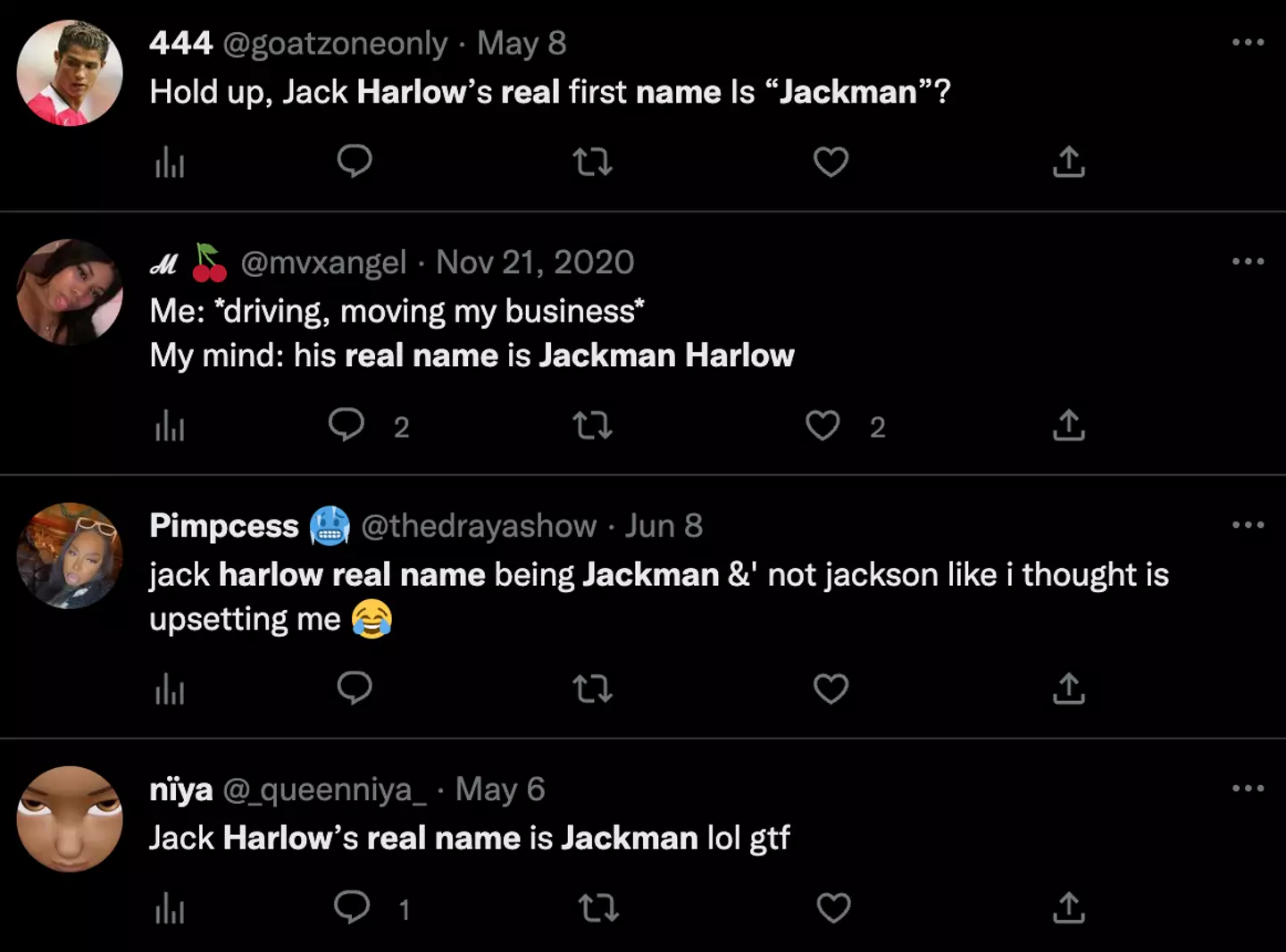 Fans of Harlow have flooded to Twitter in shock over the realisation.