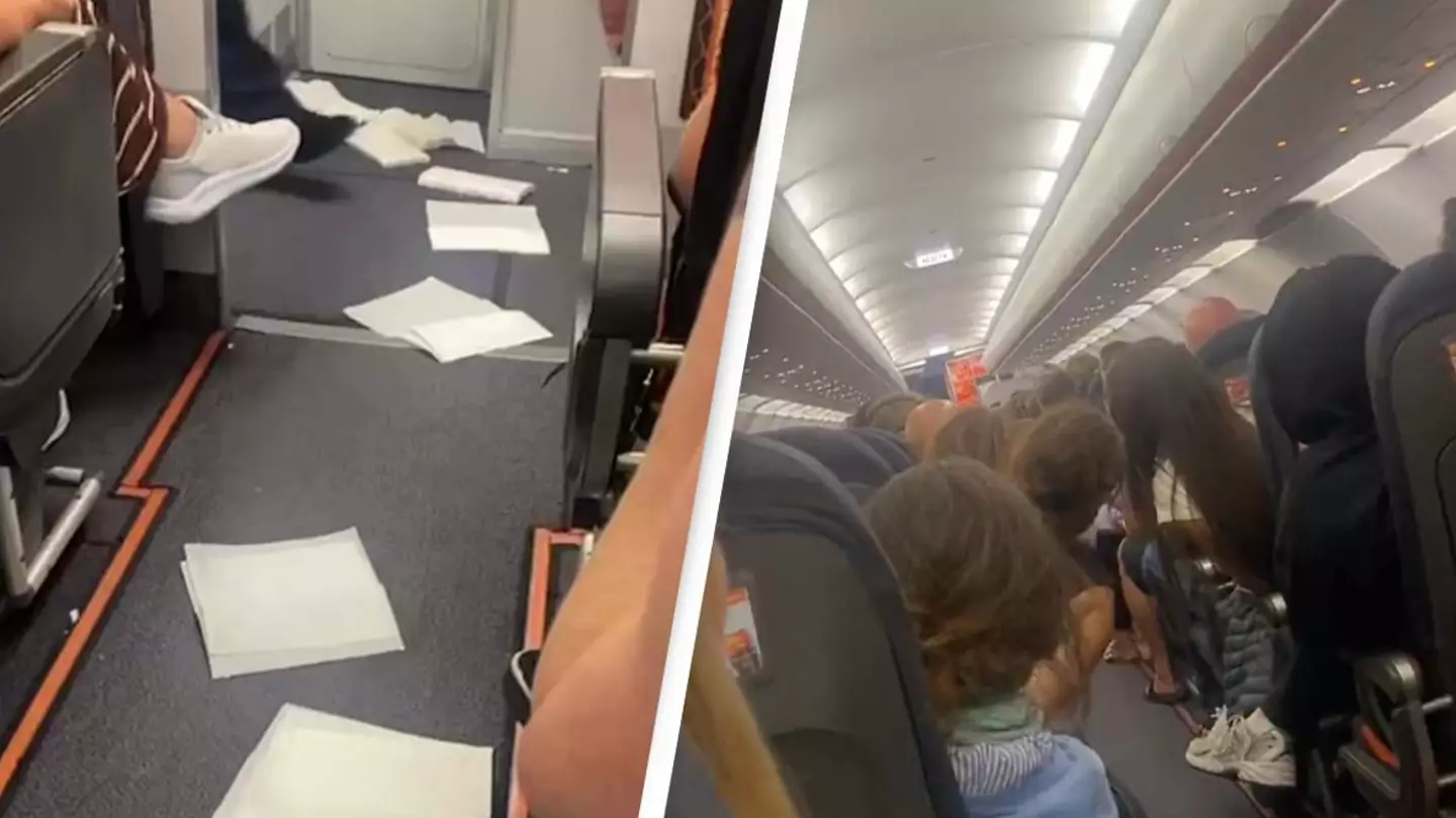 Plane passengers complain of 'chaos' after someone 'defecated on the floor' leaving everyone stranded