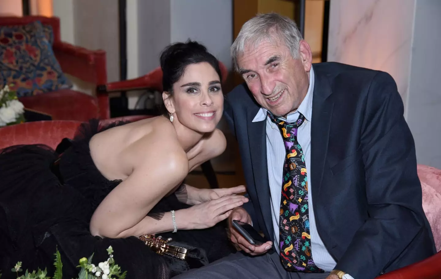Sarah Silverman with her dad Donald in 2018 (Presley Ann/Getty Images for Hulu)