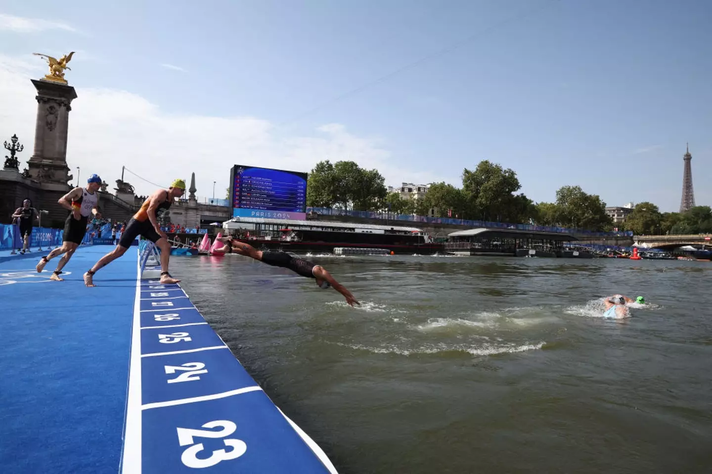 The triathlon finally went ahead today (July 31). (ANNE-CHRISTINE POUJOULAT/AFP via Getty Images)