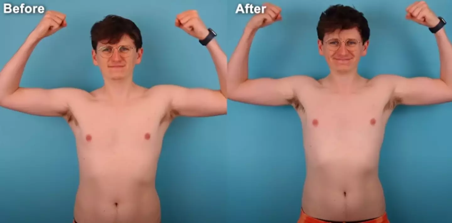 He was shocked by his before and after (JackSucksAtLife/YouTube)