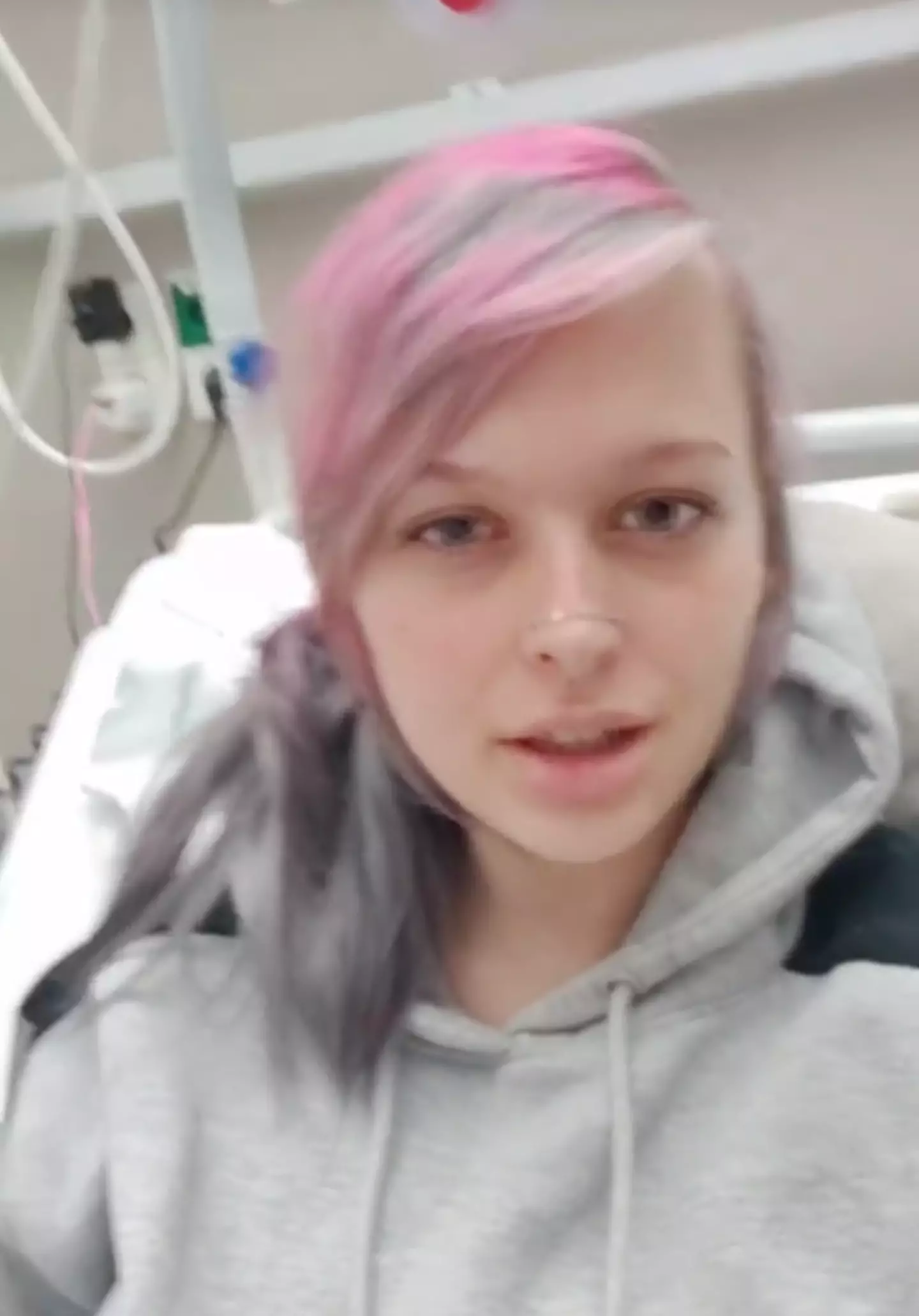 Miss Nevvy was taken to hospital last month and is yet to regain her ability to walk, while doctors explained they are unsure if she will ever be able to again (TikTok/missnevvy)