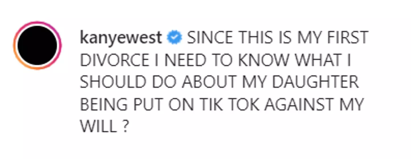 Kanye West's post. (@kanyewest/Instagram)