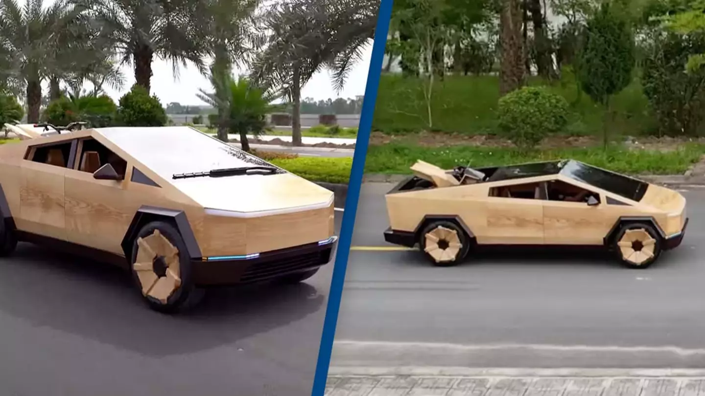 Elon Musk responds after man builds fully functional Cybertruck out of wood for $15,000 - US News - UNILAD