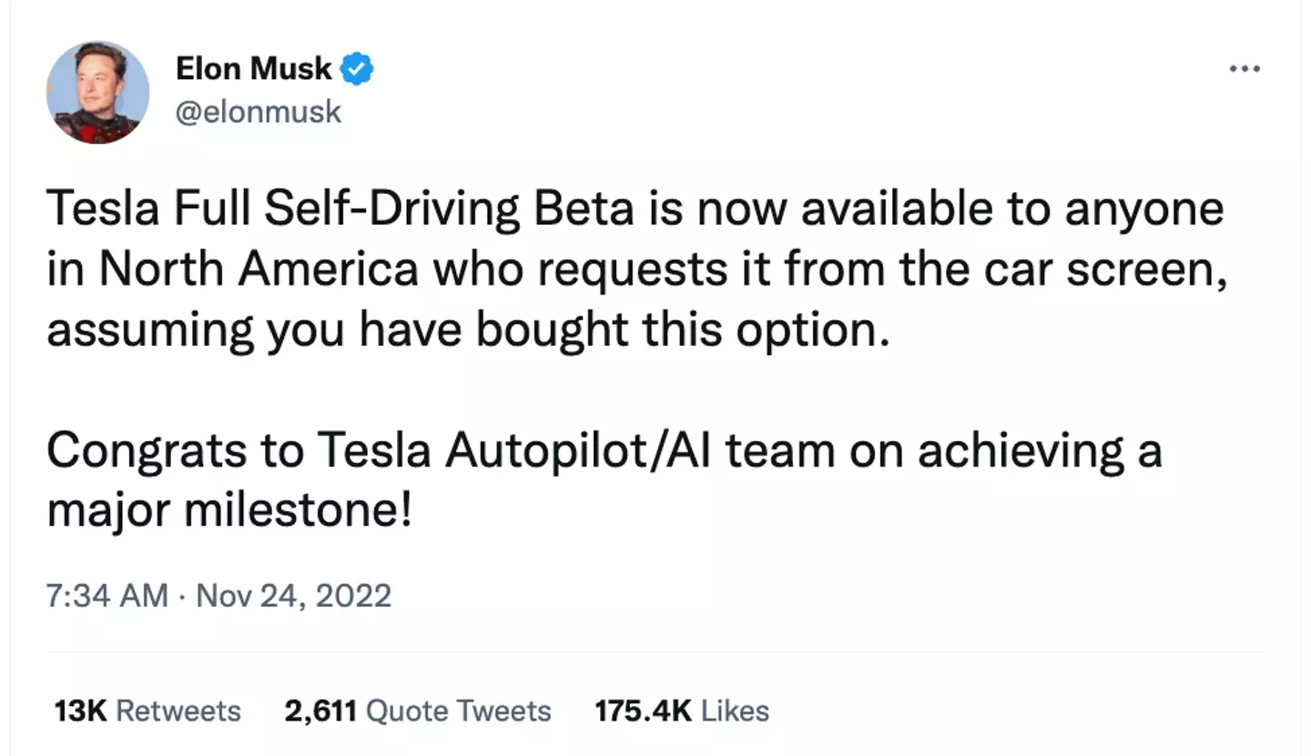 Tesla owner Elon Musk promoted the self-driving feature on Twitter on the same day of the incident.