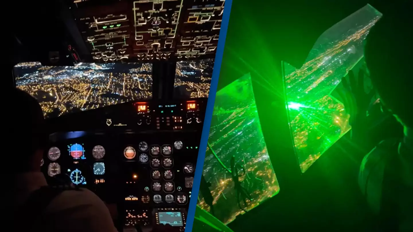 Pilot is nearly blinded by huge green laser while trying to land plane