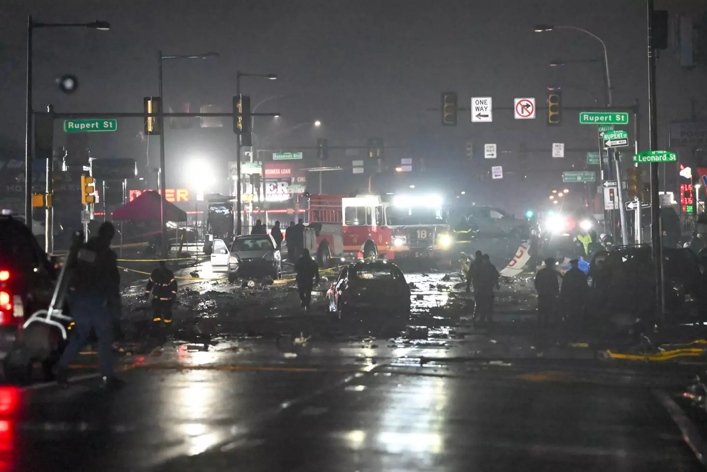 The devastating aftermath of yesterday's plane crash in Philadelphia (Kyle Mazza/Anadolu via Getty Images)