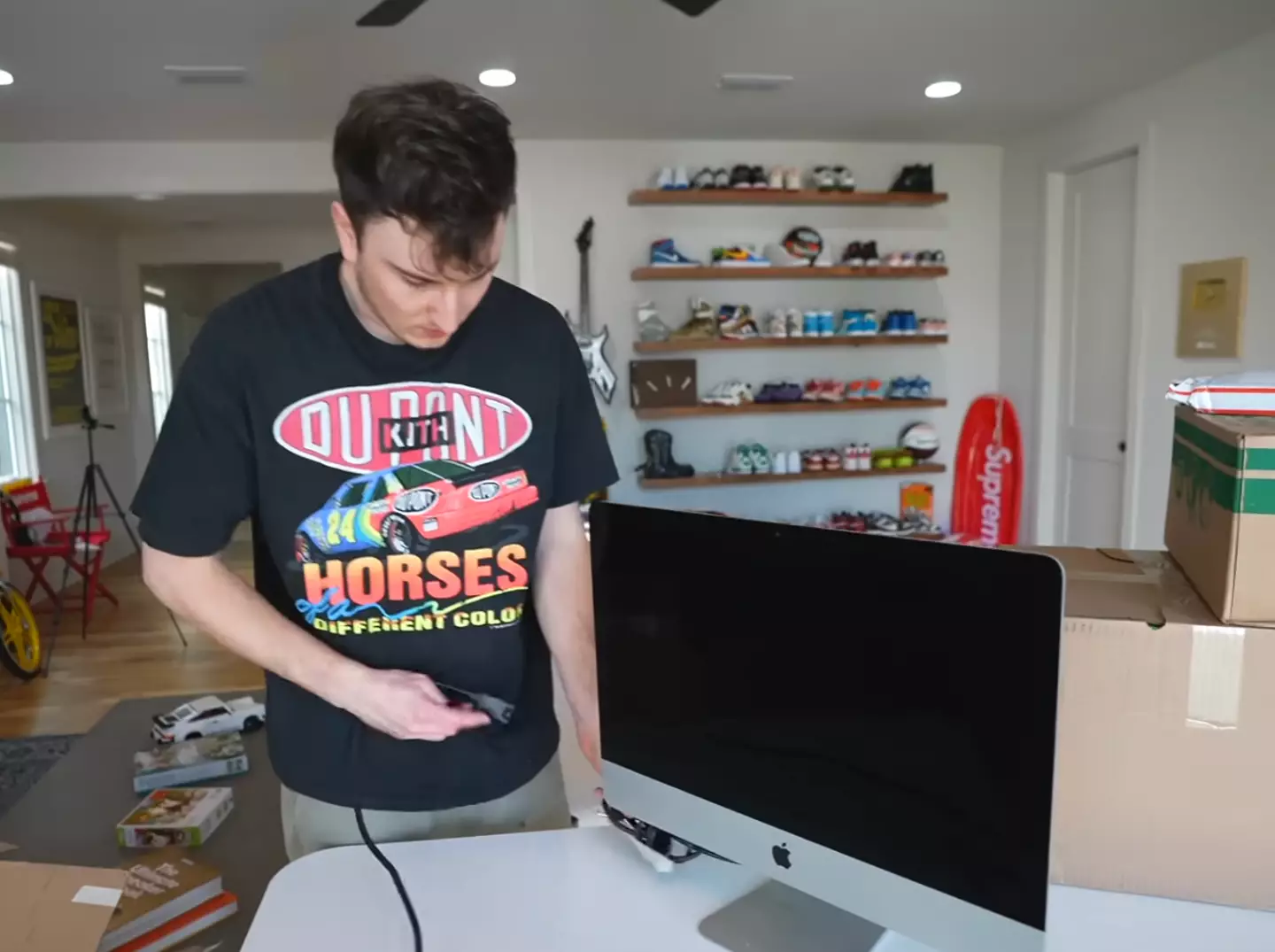 Nevel expected all the products to be Apple. (YouTube/Harrison Nevel)