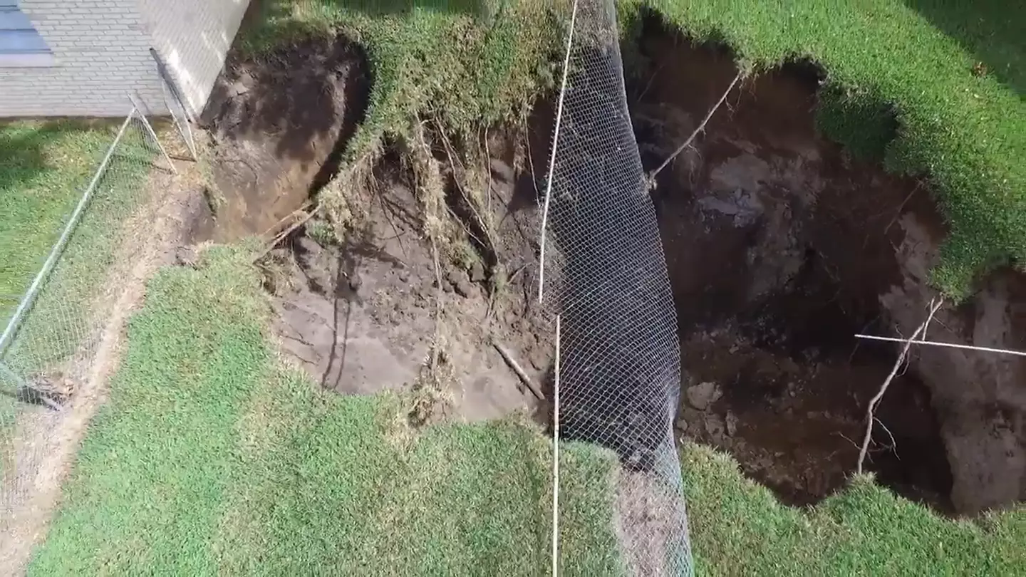 Over two years after the initial sinkhole swallowed Jeffrey Bush, another one appeared in the same spot.