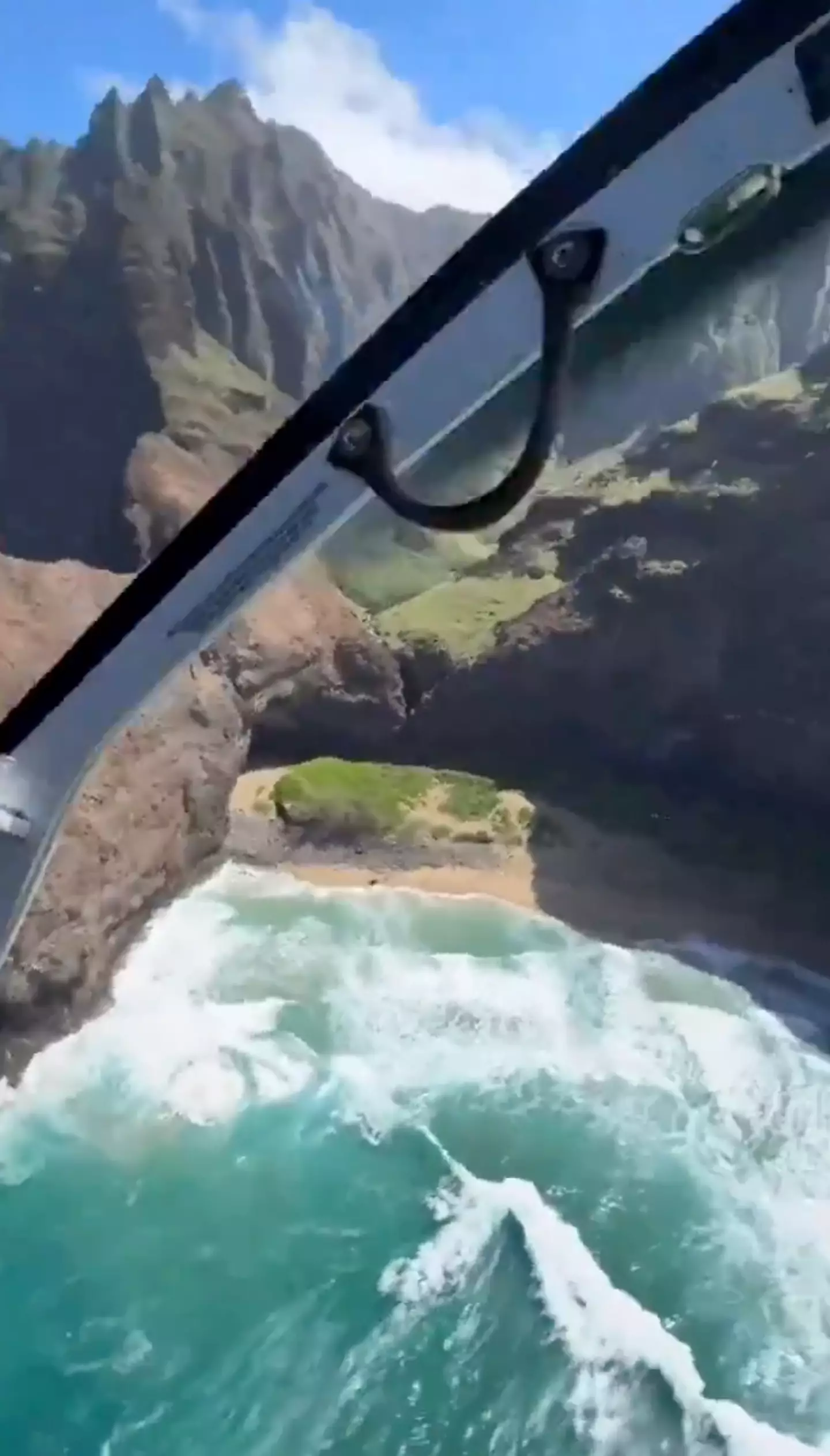 The pilot managed to safely crash land on a nearby beach.