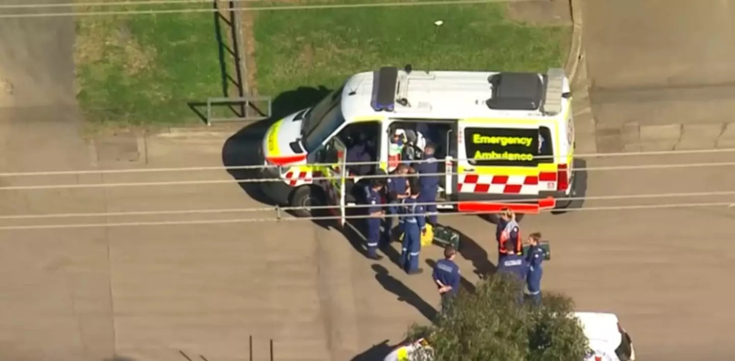 Ambulance at the scene of the incident in July 2020.