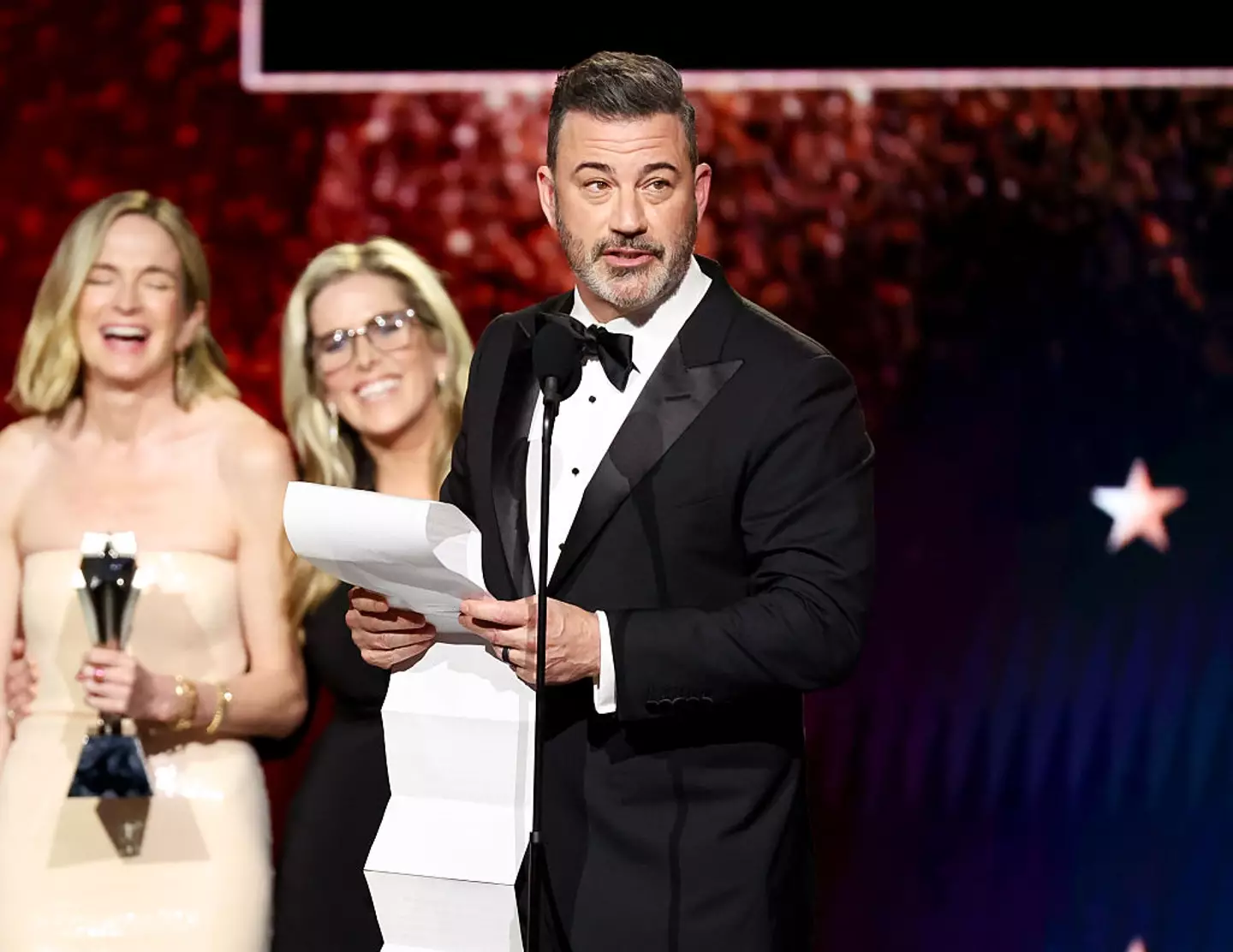 Jimmy Kimmel took aim at President Donald 'Jennifer' Trump as he accepted the Critics Choice Award for Best Talk Show (JC Olivera/Variety via Getty Images)