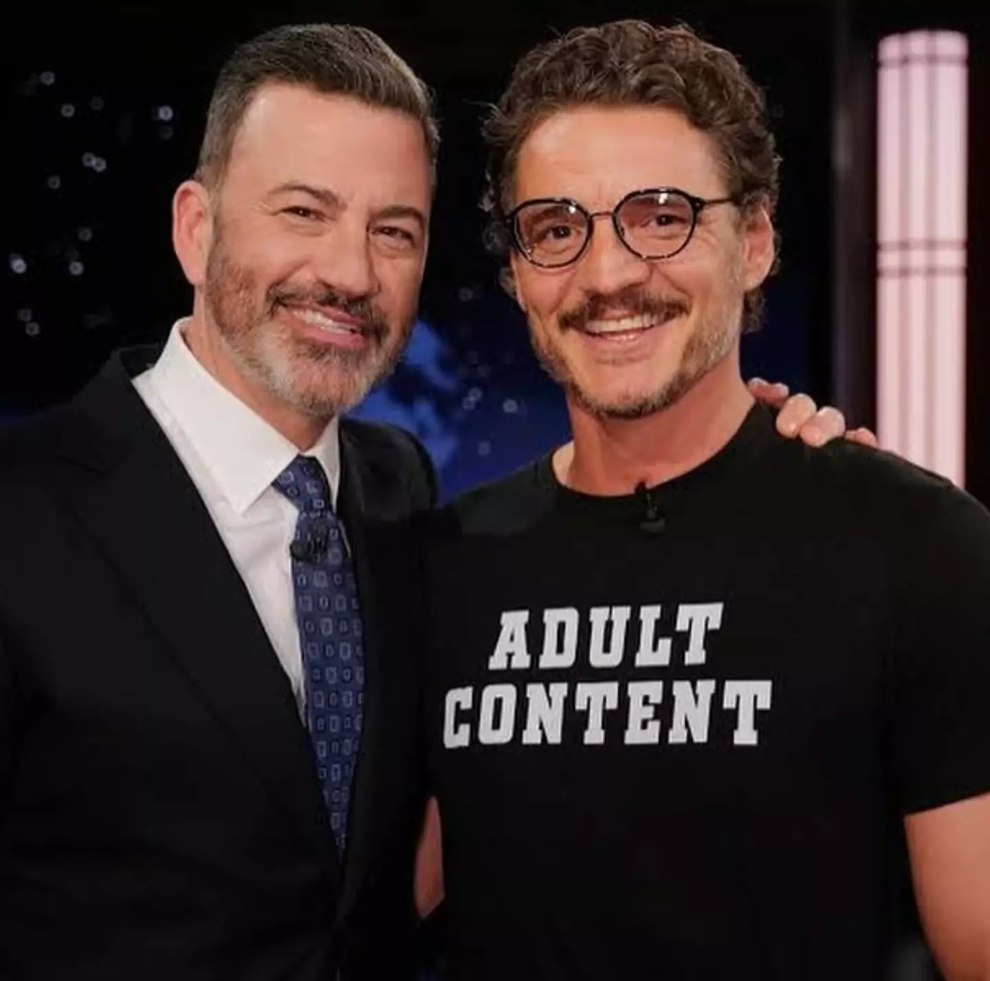 Jimmy Kimmel and Pedro Pascal pictured together on the late night talkshow (Instagram/pascalispunk)
