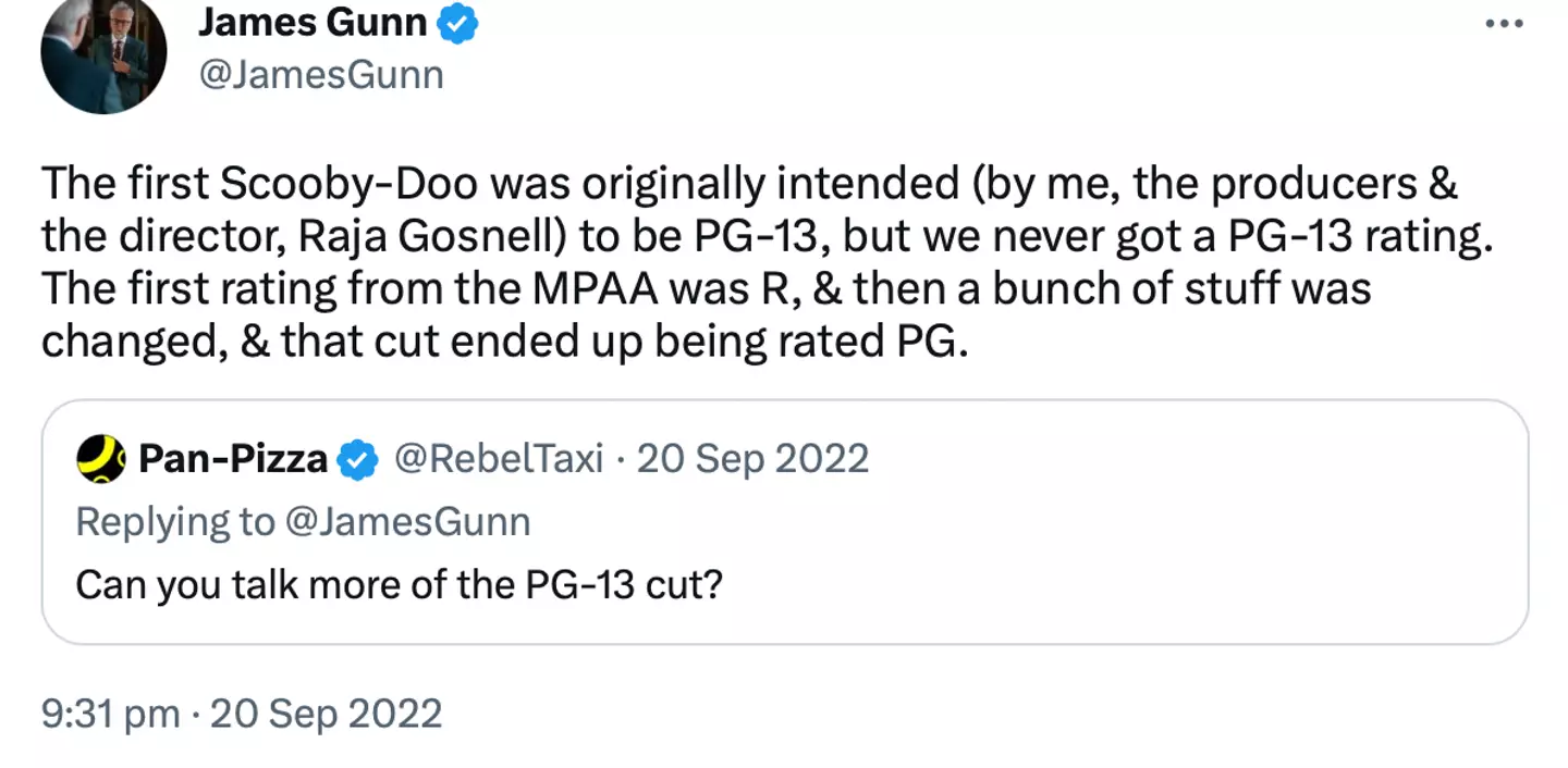 Gunn spoke about Scooby Doo in a recent tweet.