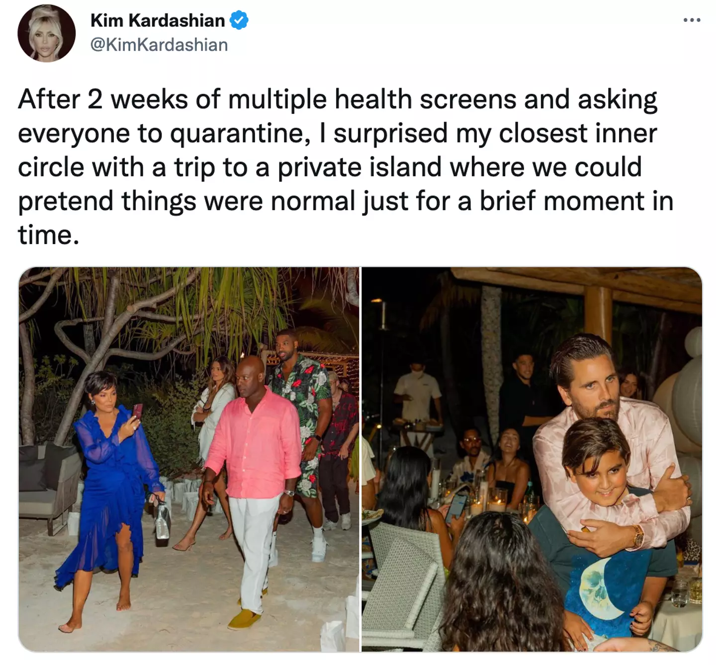 Kardashian had a lavish party on a private island to mark her 40th a couple of years ago.