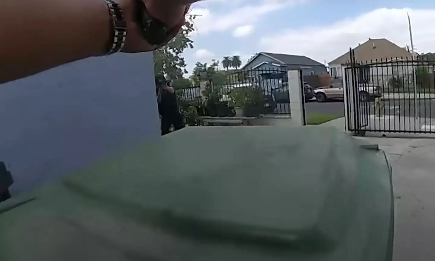 The 19-year-old came out of the house with what appeared to be an assault rifle.