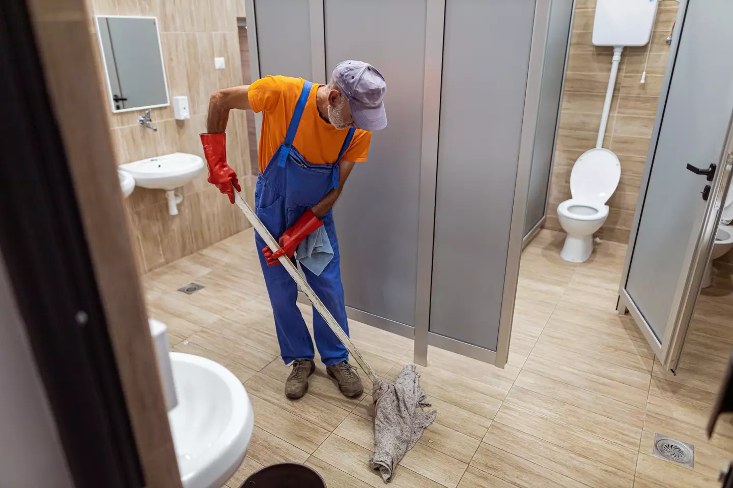 Middle school and high school students are causing janitors headaches as they opt to urinate on the floor rather than in the toilet due to the new challenge (Getty stock)