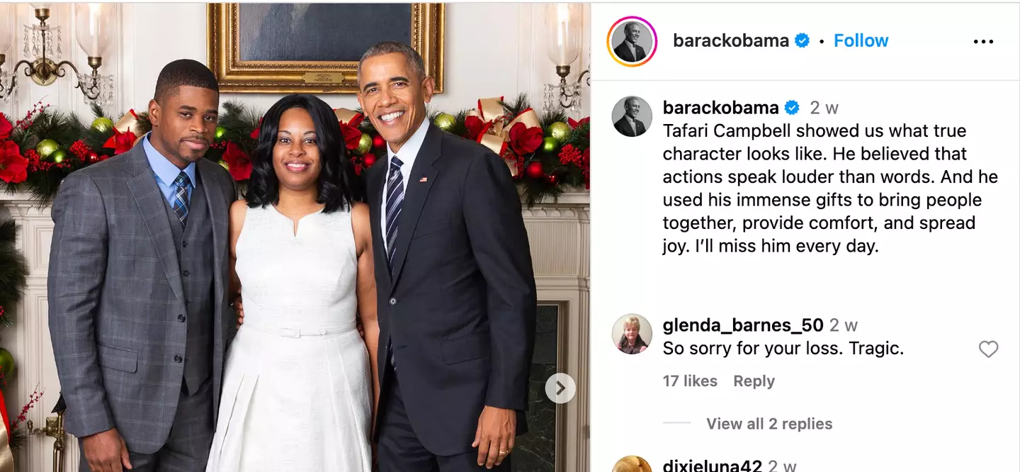 Barack Obama paid tribute to Campbell after his death.