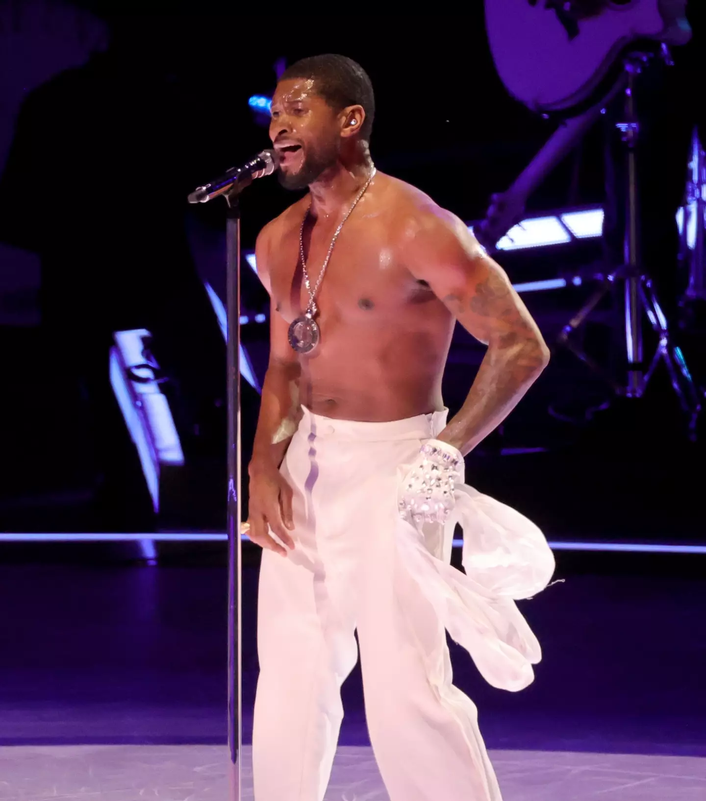 Usher performing at the Super Bowl.