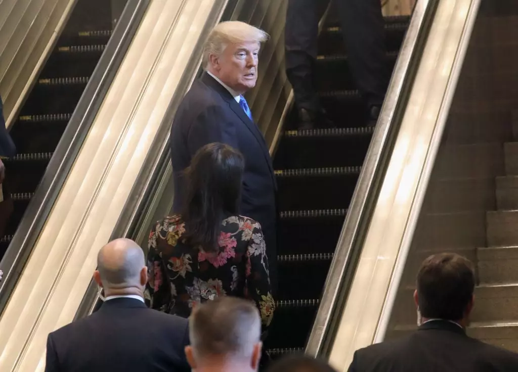 The escalator inside the General Assembly broke while President Donald Trump hopped on it (John Moore/Getty Images)