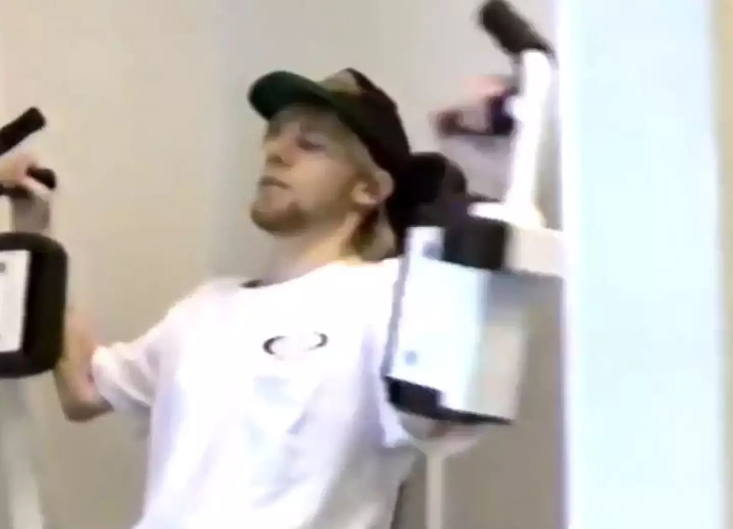 After getting his arms surgically reattached John managed to build up strength in them again.