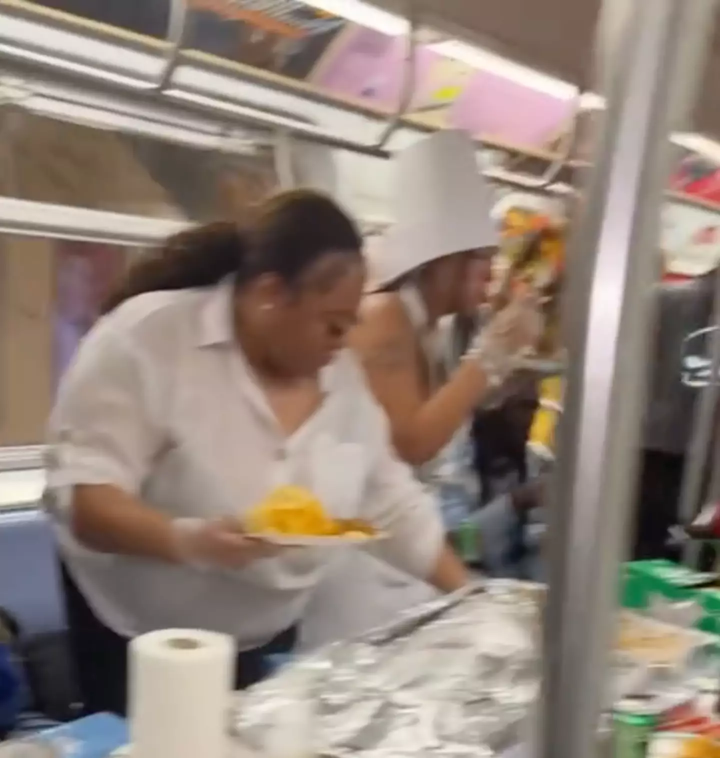 They set a table up on the train.