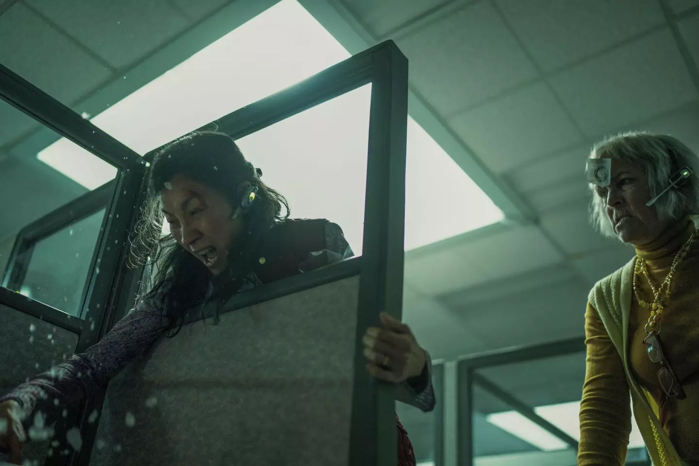 Michelle Yeoh, Jamie Lee Curtis in Everything Everywhere All at Once.