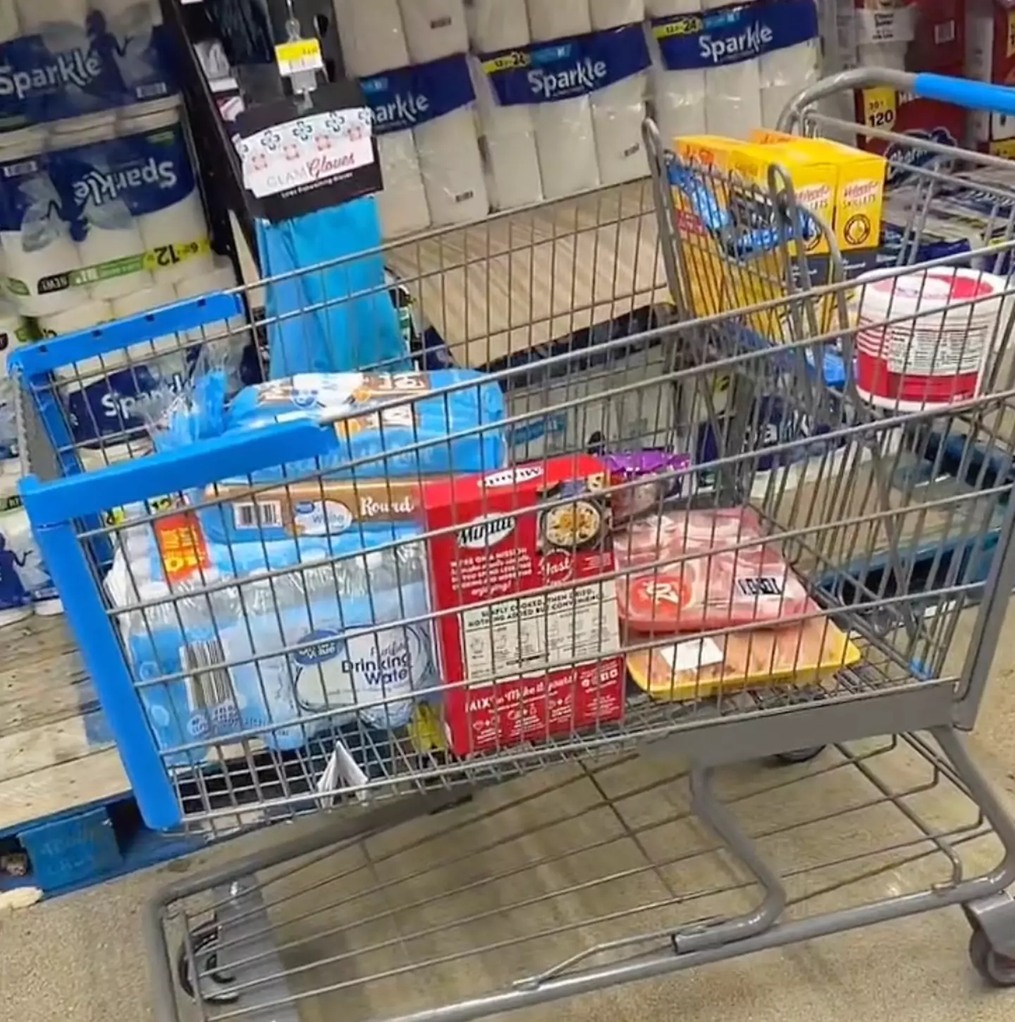 The cart was abandoned with a number of perishable goods in it.