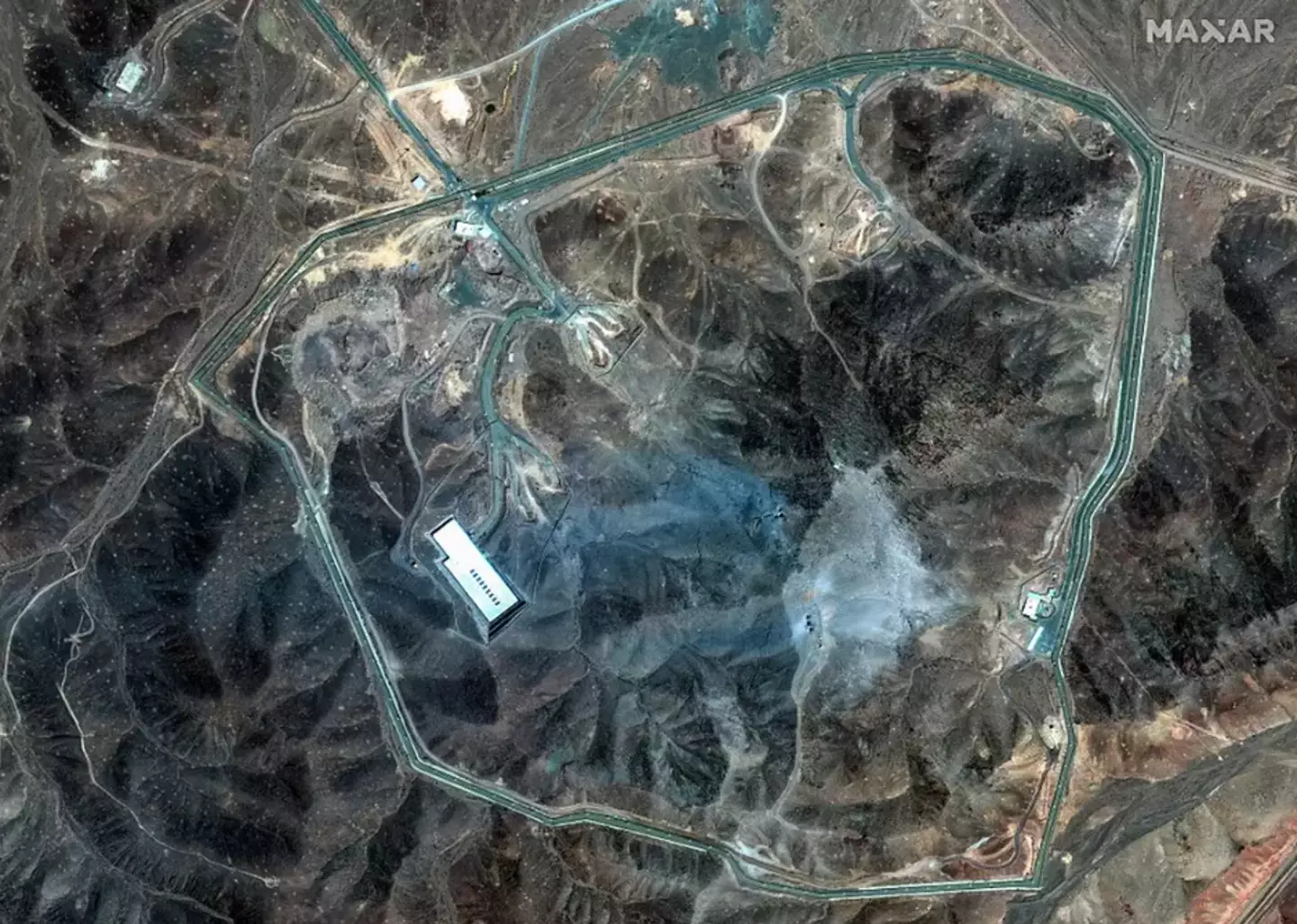 The US struck three targets (Satellite image (c) 2025 Maxar Technologies/Getty)
