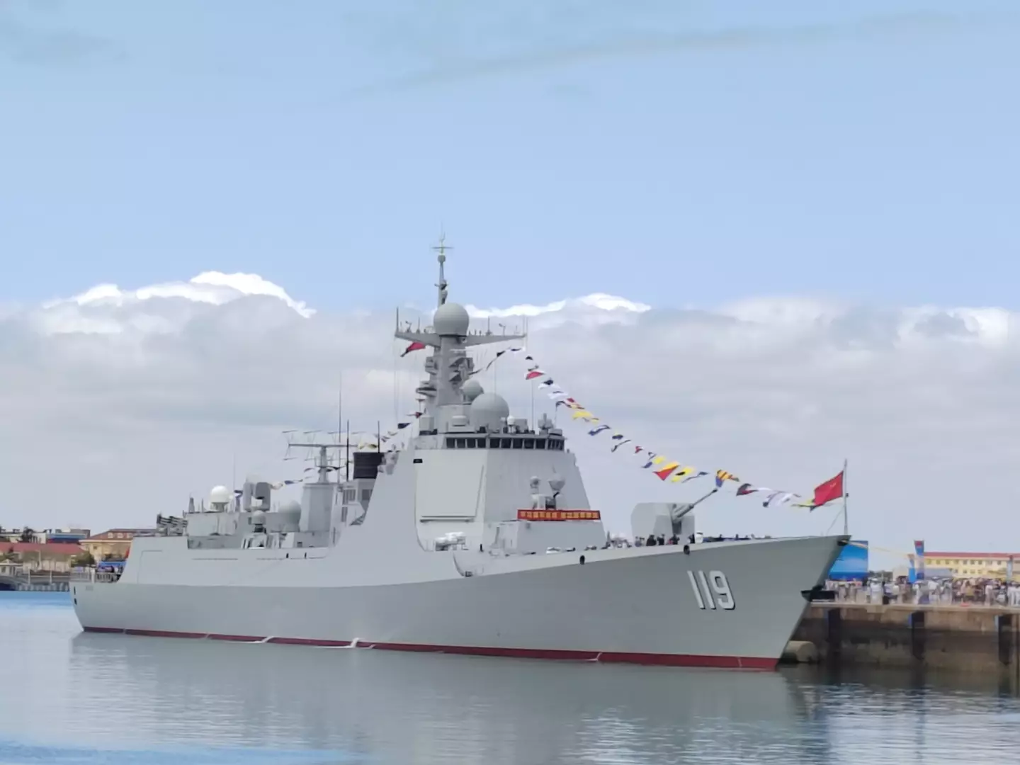 A Chinese destroyer approached the ship (Wang Songqi/VCG via Getty Images)