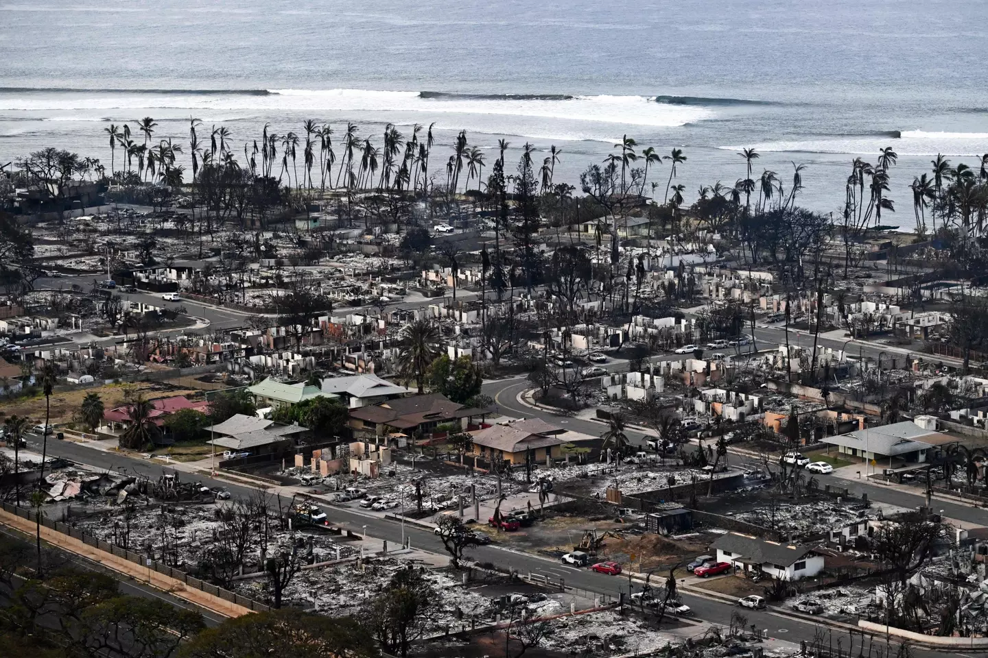 Homes are destroyed by the blaze.