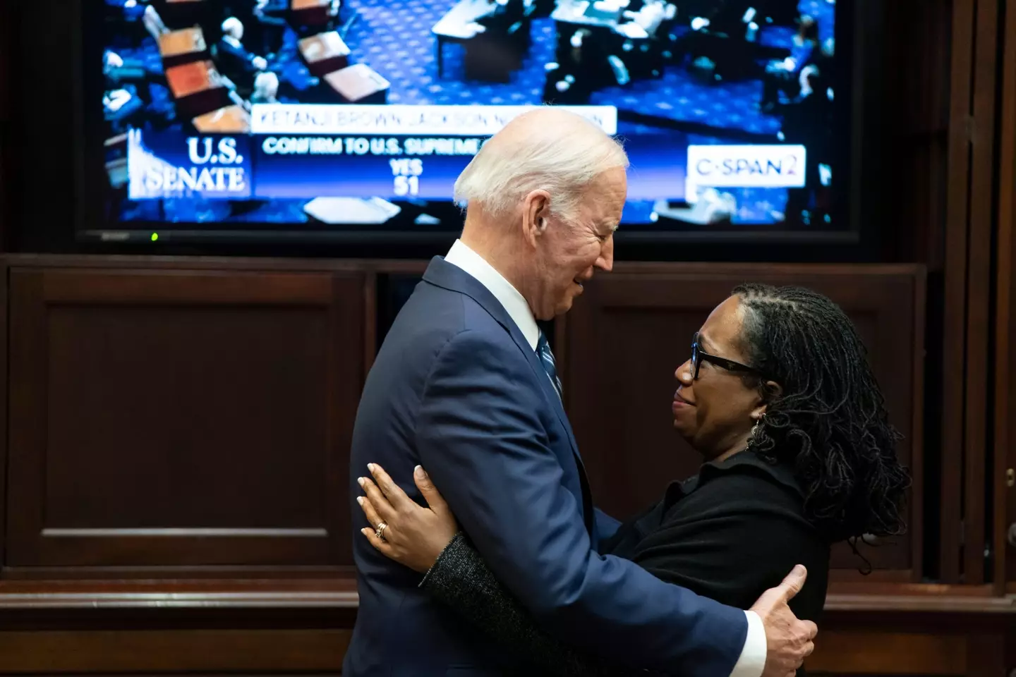 Jackson watched the vote with Biden at the White House.