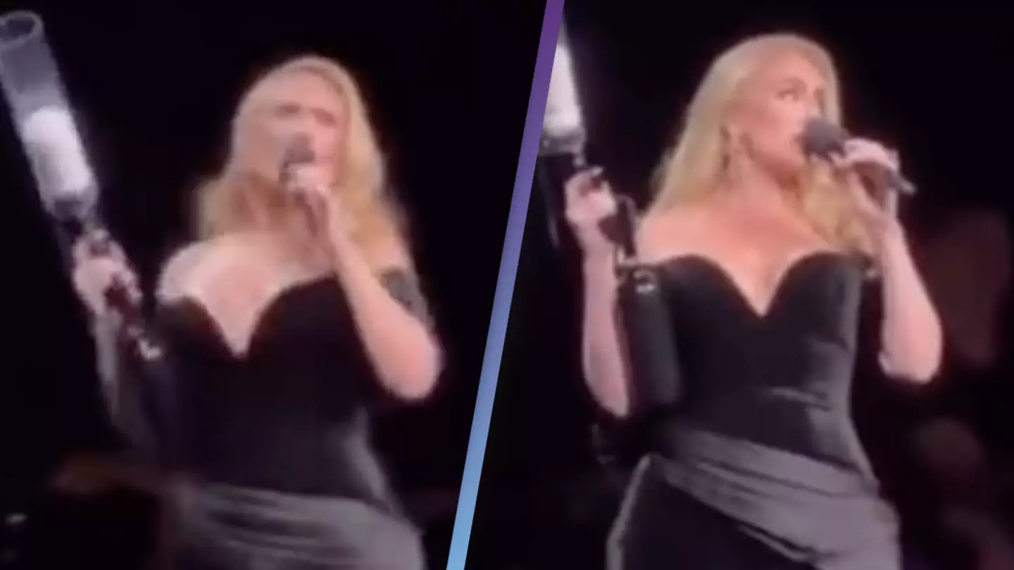 Adele dares someone to throw something at her during the middle of her Vegas show