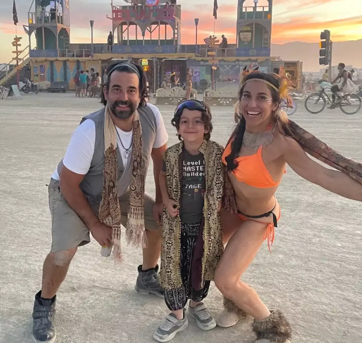 Bianca Snyder with son Tage at Burning Man.