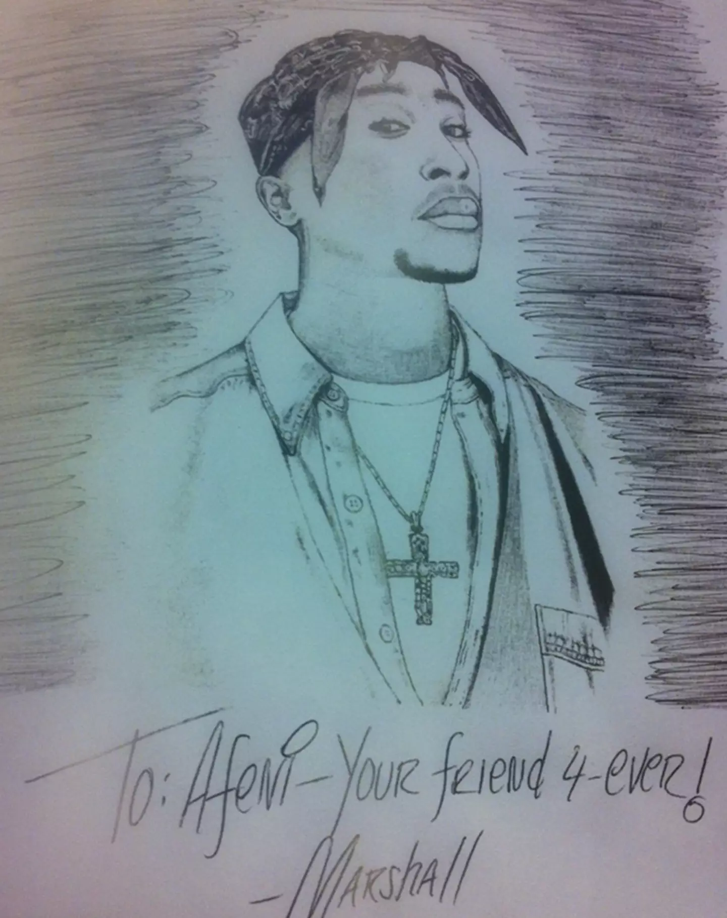 A drawing of Tupac by Eminem.