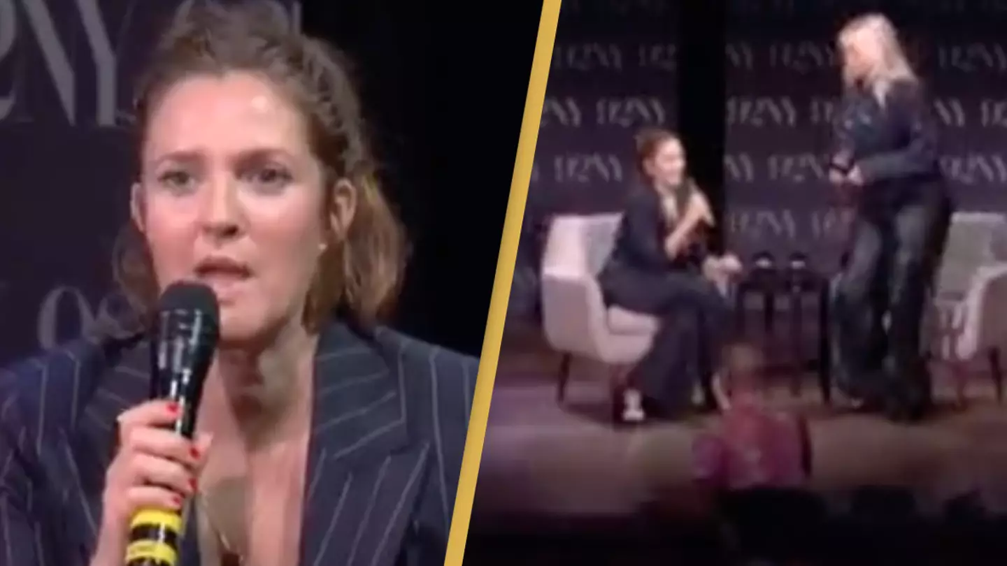 Shocking moment ‘stalker’ rushes the stage while Drew Barrymore is giving talk