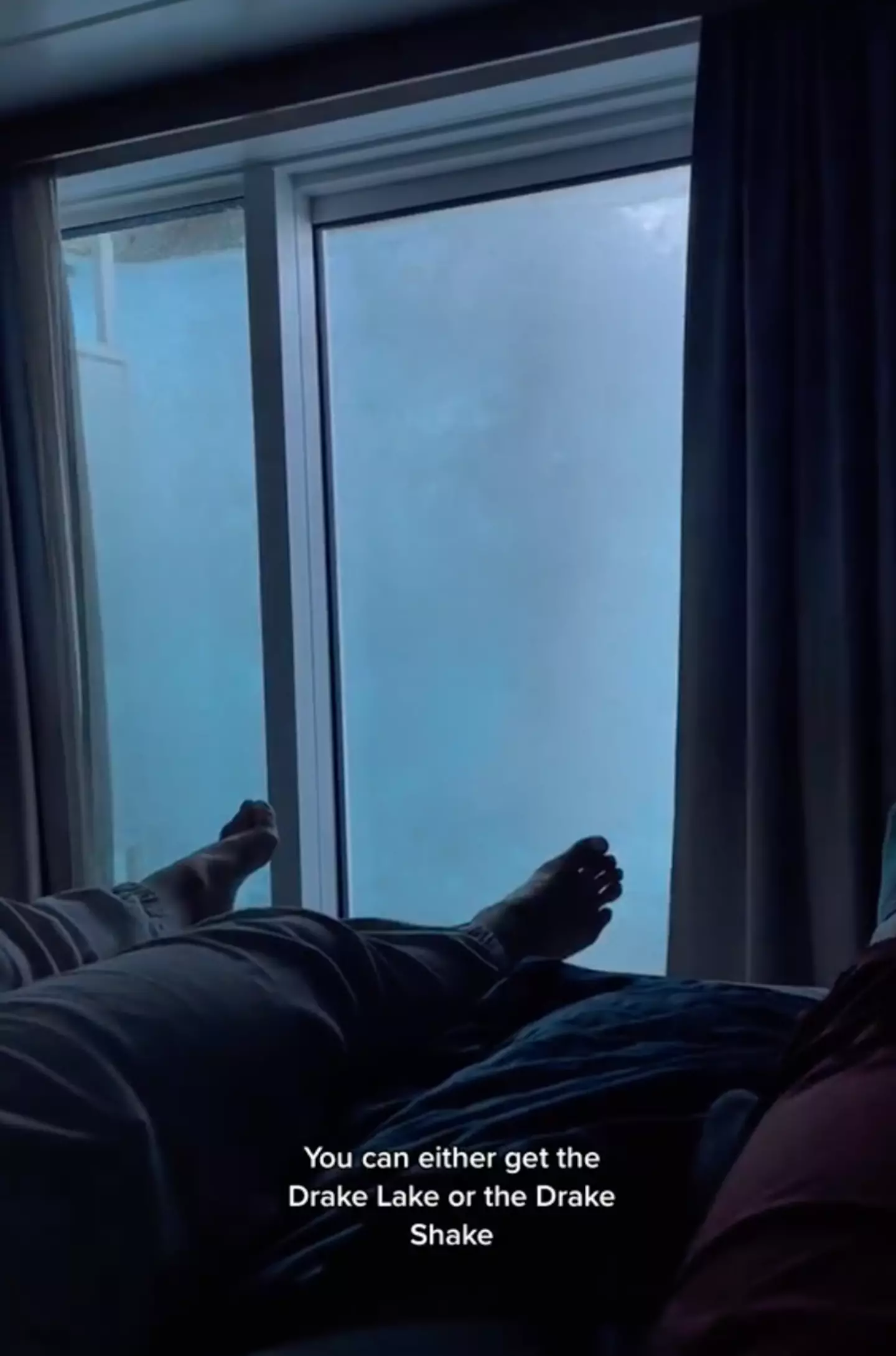 Huge waves were seen crashing against Natasha's cabin window.