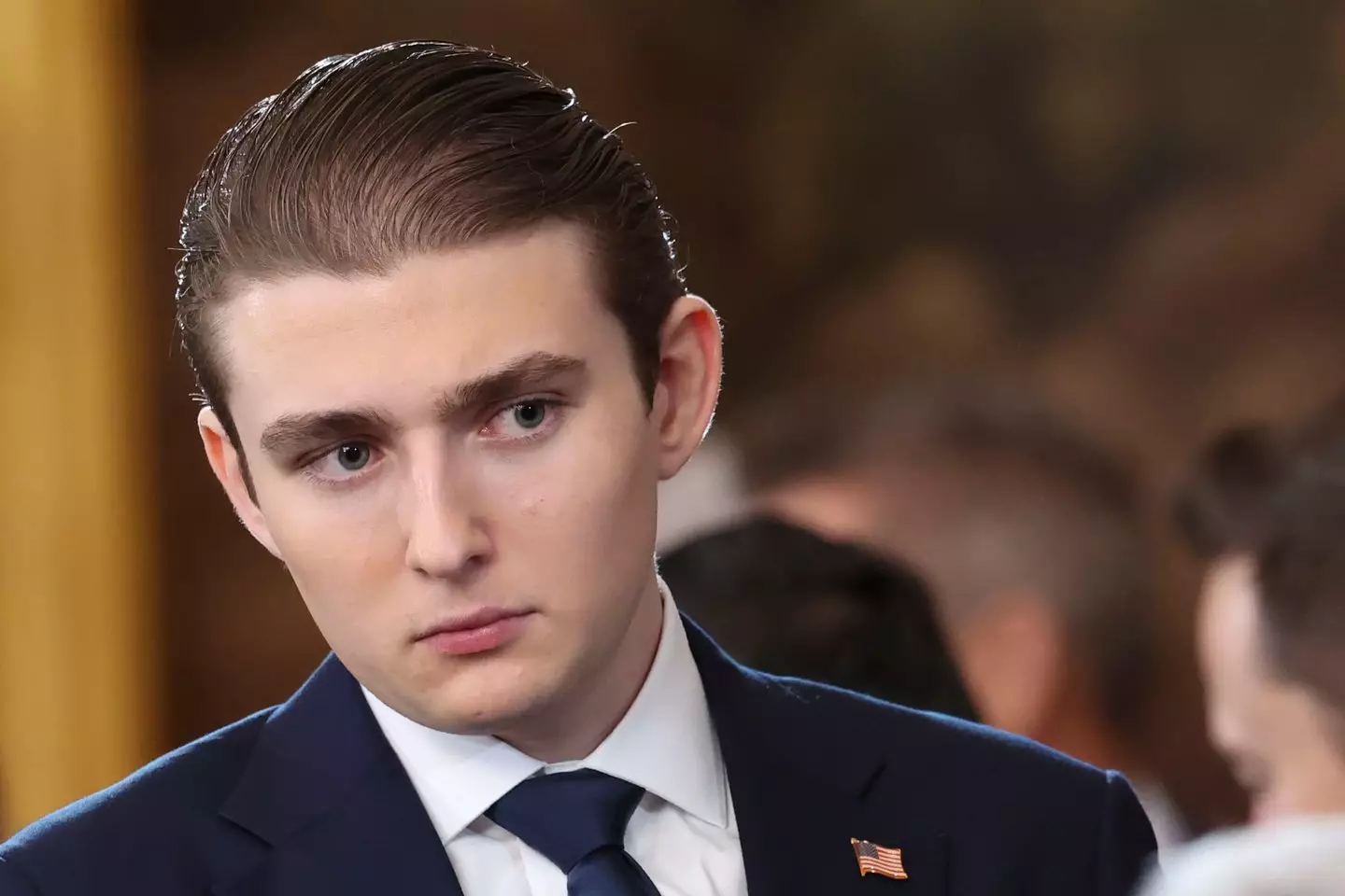 Barron Trump is now studying in Washington D.C, in which he has allegedly been described as 'awkward' (Kevin Lamarque - Pool/Getty Images)