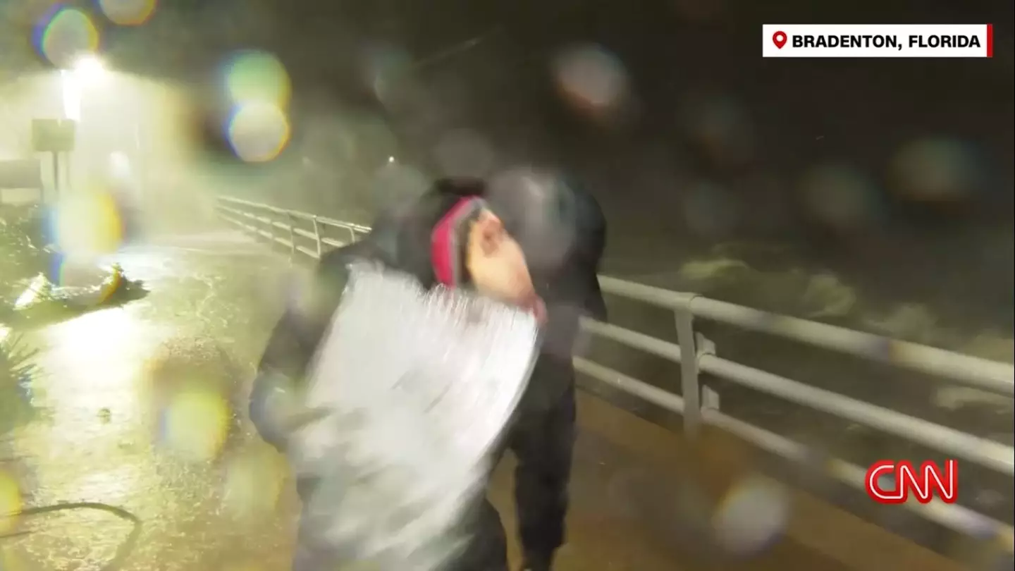 A piece of debris hit Anderson Cooper in the face (CNN)