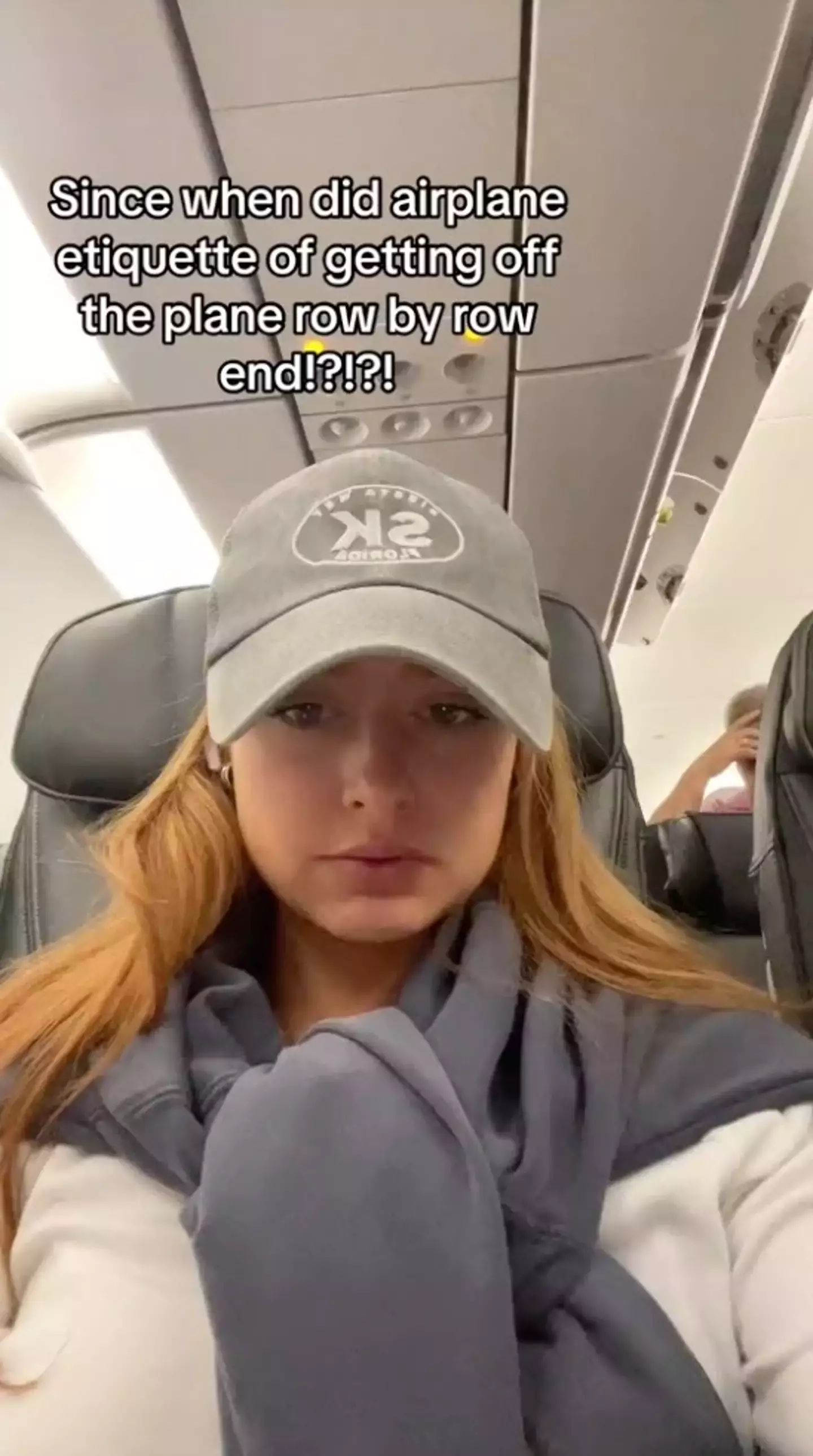 Mikayla took to TikTok to share her pet peeve during her flight. (TikTok/@mickeyyyt)