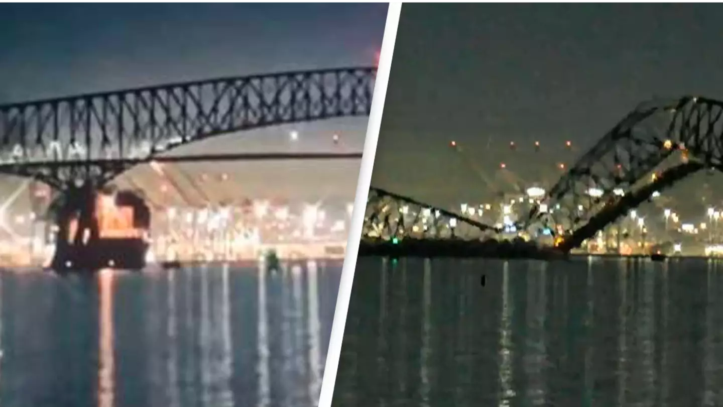 Shocking footage shows moment Baltimore bridge falls apart after being hit by ship