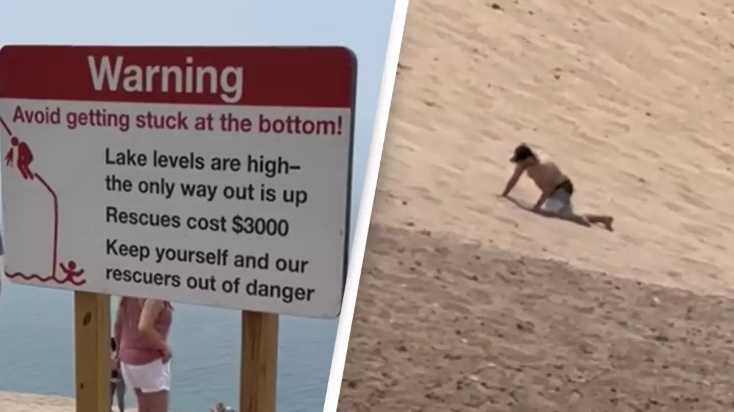 Beach in Michigan warns people of $3,000 rescue if they can’t make it up the sand