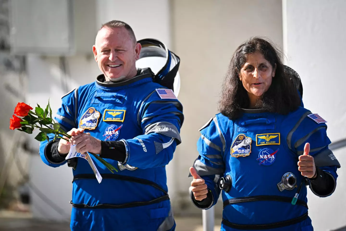 Butch Wilmore and Suni Williams pictured just days before their flight (MIGUEL J. RODRIGUEZ CARRILLO/AFP via Getty Images)