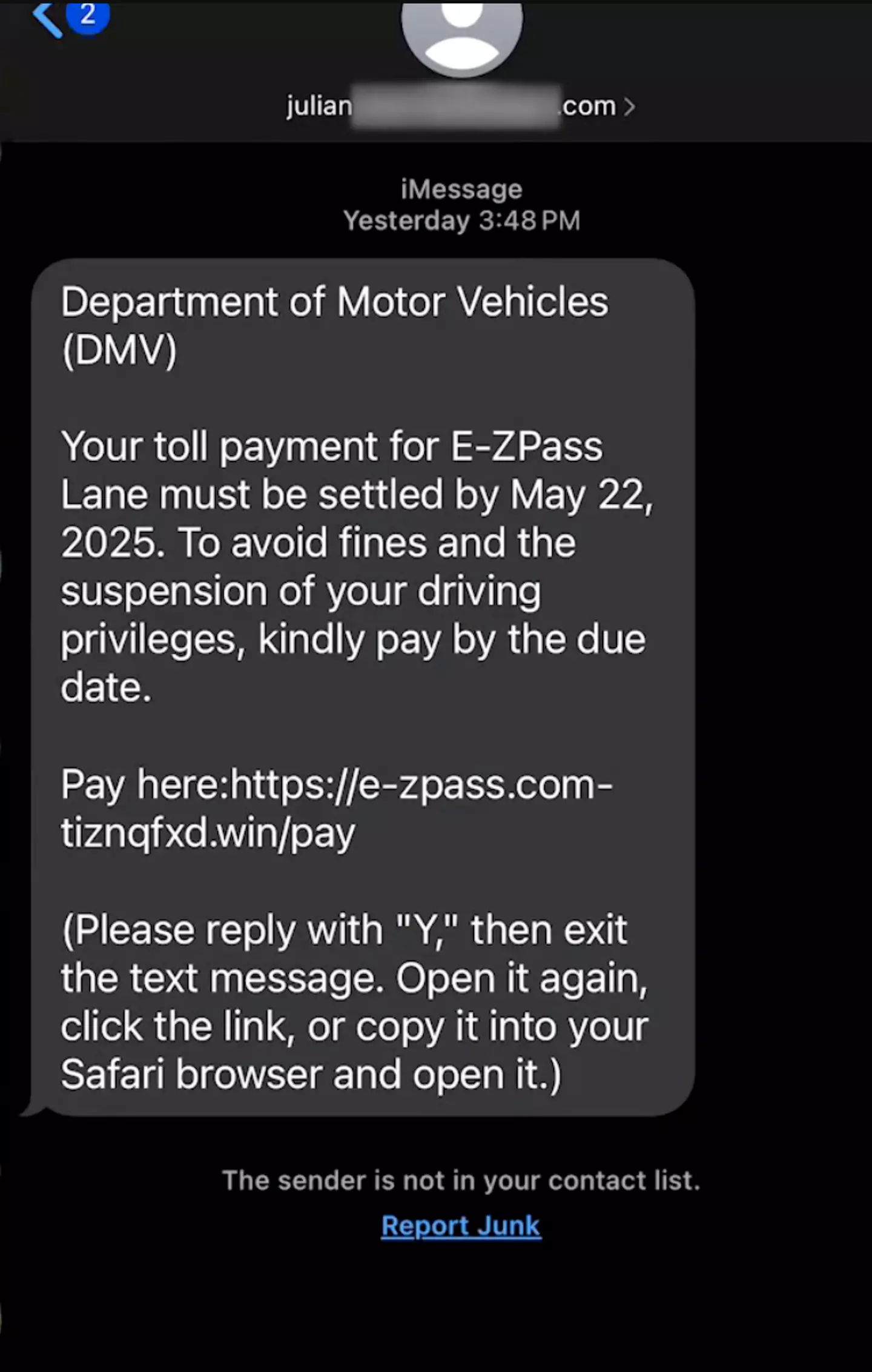 People are being told to delete texts like these (WPRI)