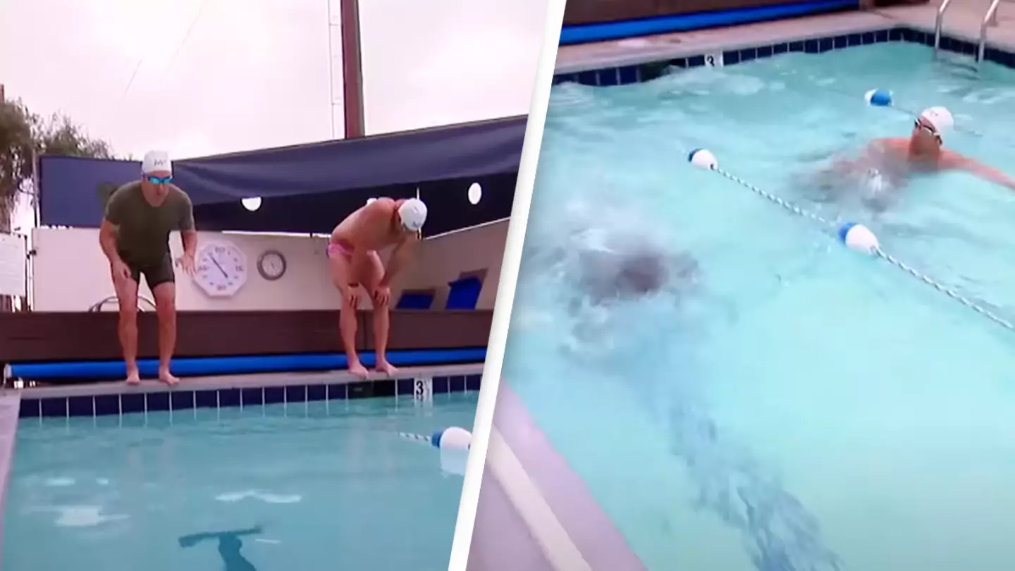 Mind-blowing footage shows Michael Phelps swimming compared to an average person