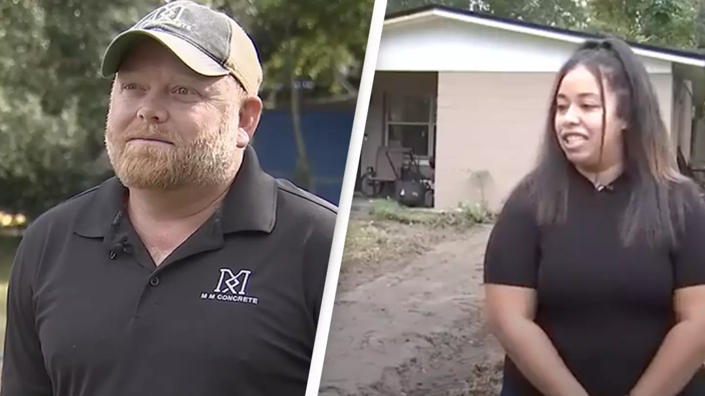 Veteran replaces woman's driveway for free after she wakes up to find it's been 'stolen'