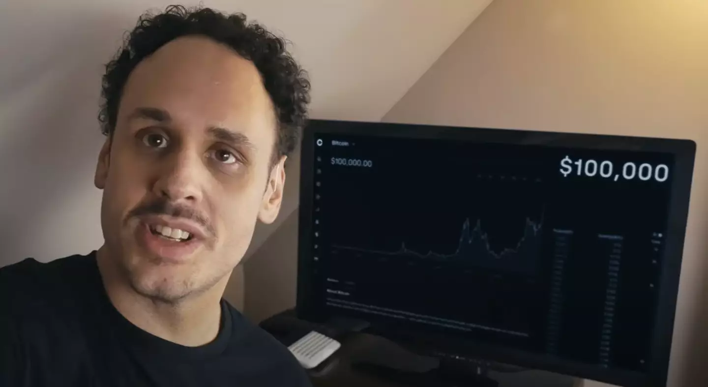 Isaac showed viewers how Bitcoin had hit $100,000 (Isaac Miller/YouTube)