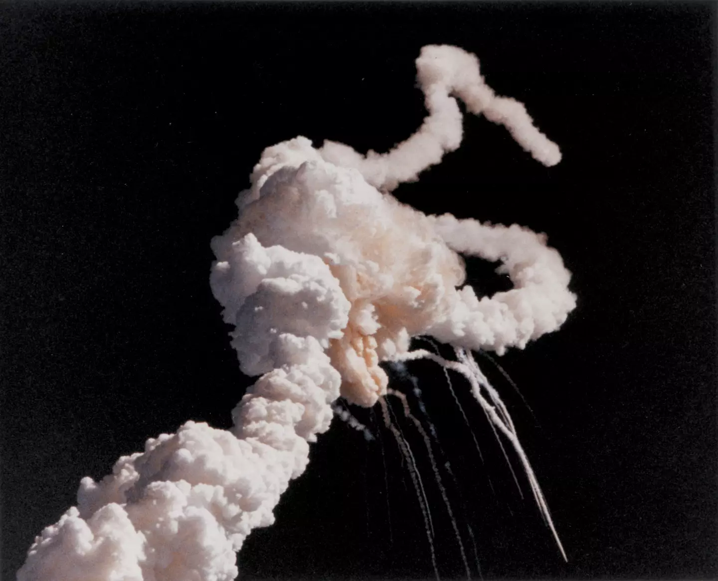 The Challenger space shuttle was destroyed with all seven crew members on board dying.